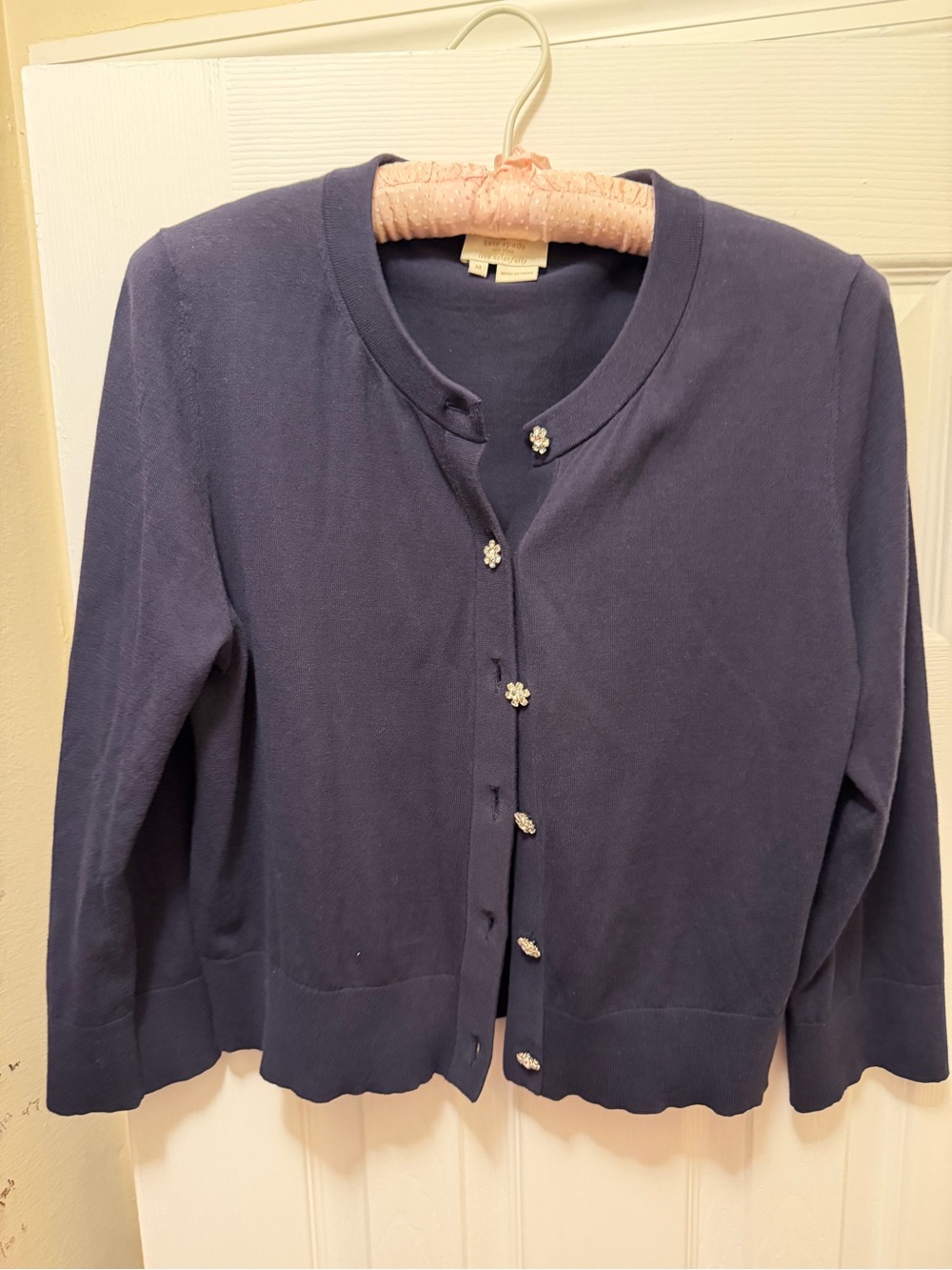 kate spade navy jeweled-button women's cardigan - Picture 2 of 4